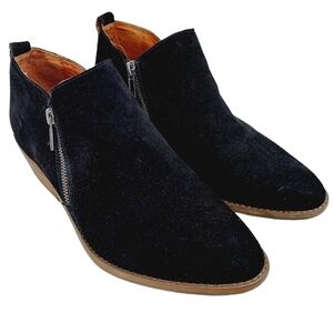 Lucky Brand Faunia Ankle Booties Womens Size 9.5 M EUR 39 Black Suede Casual Zip